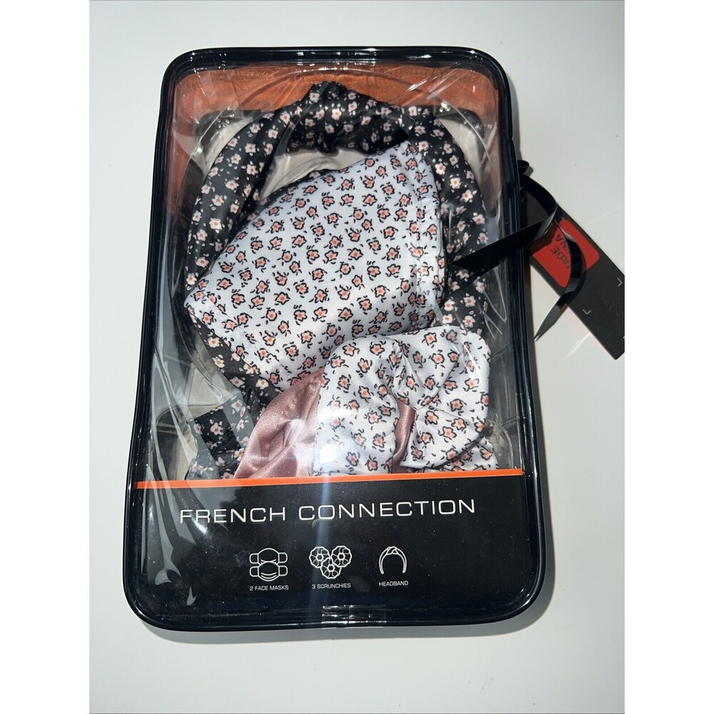 French Connection Reusable Washable Face Masks, Headband And 3 Scrunchies Set